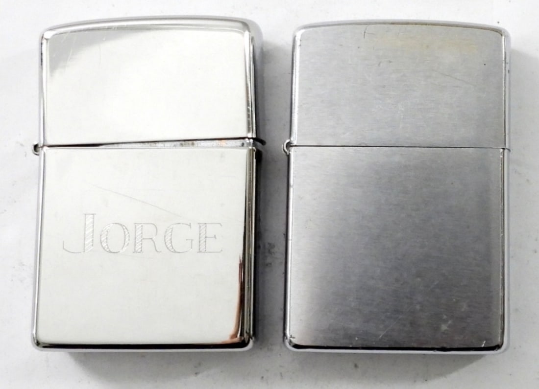 (2) SILVERTONE ZIPPOS (1 of 4)