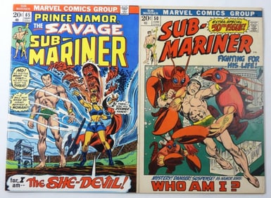 (2) 1972/73 MARVEL SUB-MARINER COMICS