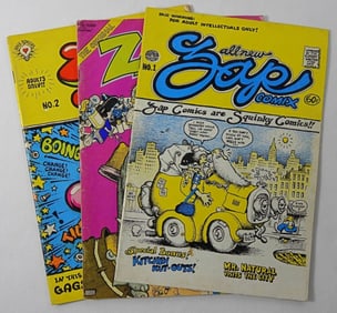 (3) ZAP COMIX "ADULT" COMICS No 1, 2, 6