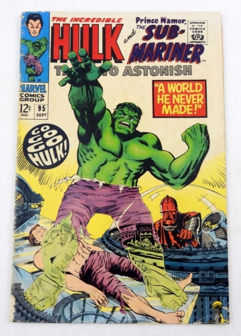 1967 MARVEL TALES TO ASTONISH #95: 1967 MARVEL TALES TO ASTONISH THE INCREDIBLE HULK AND SUB MARINER #95 1ST APPEARANCE OF WALTER NEWELL( G-VG)
