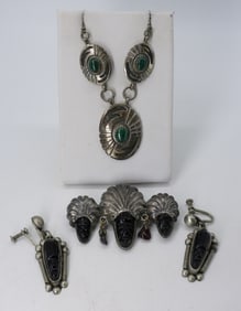MEXICO - ALPACA - STERLING SET + NECKLACE