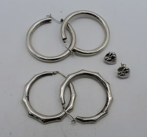 (3) PAIR VTG STERLING PIERCED EARRINGS