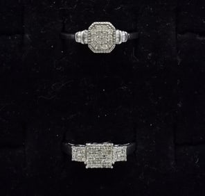(2) PETITE 925 DIAMOND RINGS