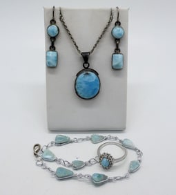 STERLING LARIMAR JEWELRY LOT