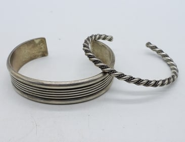 (2) STERLING CUFF BRACELETS - TOM HAWK