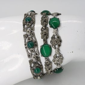 925 MARCASITE & CHRYSOPRASE BRACELETS