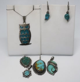 (7) VTG STERLING TURQUOISE JEWELRY