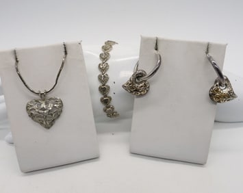 VTG STERLING HEART SHAPED SET