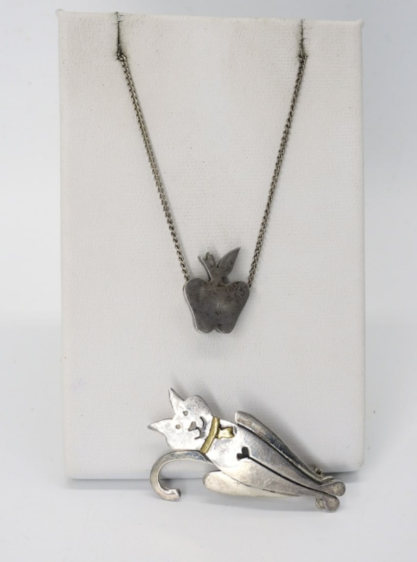 MEXICO 925 APPLE NECKLACE, CAT PIN (1 of 3)