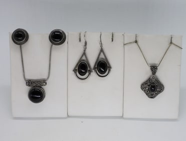 STERLING BLACK ONYX SETS