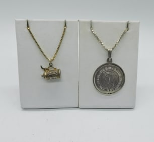 2 STERLING BOX CHAIN NECKLACES