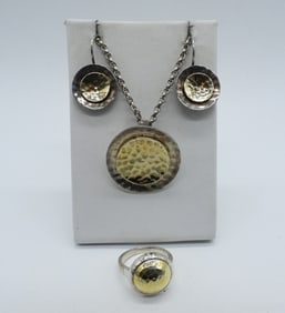 VTG STERLING HAMMERED 2 TONE SET