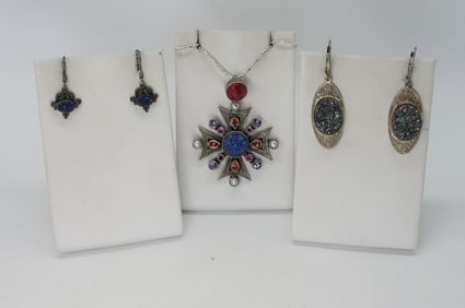 STERLING DRUZY NECKLACE & EARRINGS