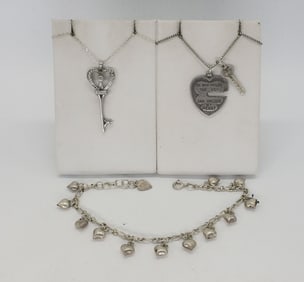 KEY STERLING NECKLACES & HEART BRACELET
