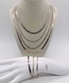 (7) STERLING CHAINS & BRACELETS