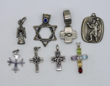 (8) RELIGIOUS 925 PENDANTS