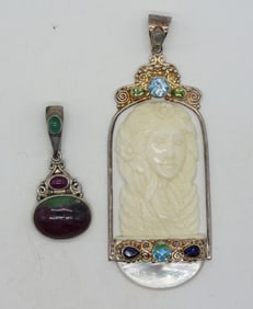 (2) STERLING SAJEN PENDANTS