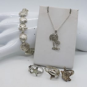 BEACH THEMED STERLING JEWELRY SET