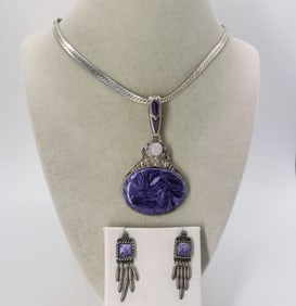 CHAROITE, MOONSTONE & AMETHYST SET