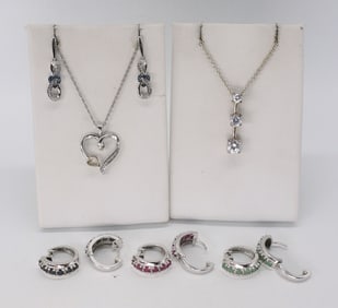 (6) RUBY , SAPPHIRE, EMERALD EARRINGS 925