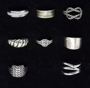 (8) STERLING BAND RINGS