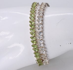 (2) GORGEOUS GEMSTONE TENNIS BRACELETS