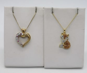 (2) CUTE 925 GOLD TONE NECKLACES