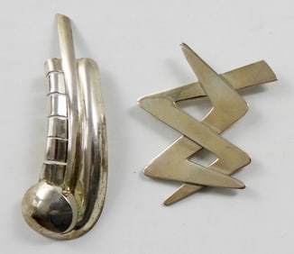 (2) ABSTRACT STERLING PINS - MEXICO 925