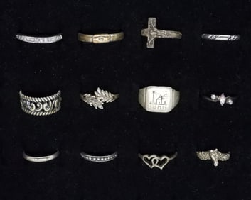 (12) STERLING BANDS - RINGS