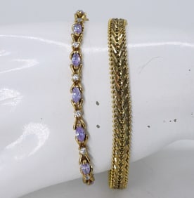 (2) 925 GOLD TONE FASHION BRACELETS