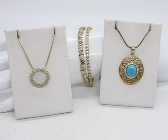 925 GOLD TONE NECKLACES / BRACELETS (4)