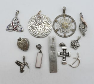 (11) STERLING PENDANTS