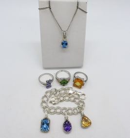 (5) SEMI PRECIOUS GEMSTONE 925 PIECES