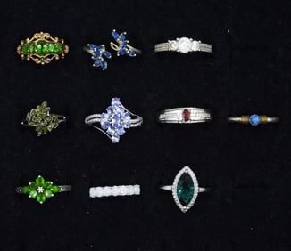 (10) GEMSTONE 925 RINGS