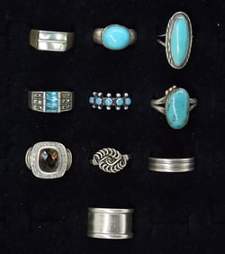 (10) VINTAGE STERLING RINGS
