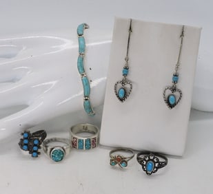 VTG TURQUOISE STERLING RINGS & MORE