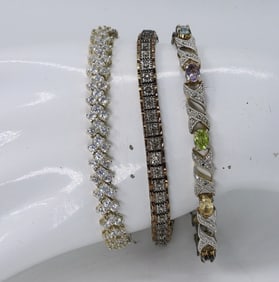 (3) TENNIS BRACELETS - STERLING
