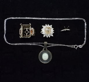 925 VTG OPAL NECKLACE & RINGS