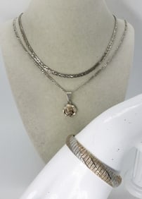 PRETTY VTG STERLING NECKLACES & BRACELET