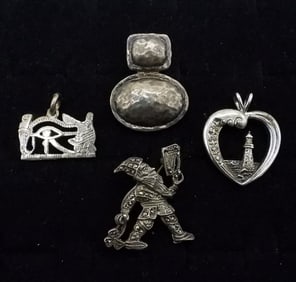 (4) STERLING PENDANTS