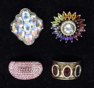 (4) STERLING GEMSTONE RINGS