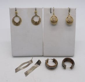 (4) PAIR OF GOLD TONE 925 EARRINGS
