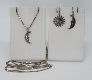 SUN & MOON EARRINGS & NECKLACE 925