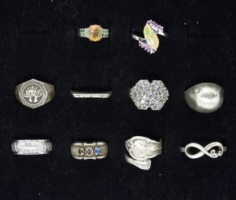 (10) STERLING GEMSTONE RINGS
