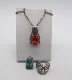 LARGE GEMSTONE STERLING PENDANTS +