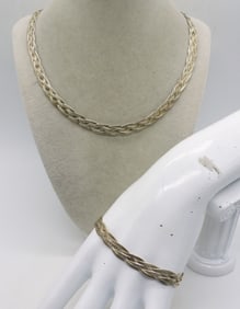 BRAIDED STERLING NECKLACE & BRACELET
