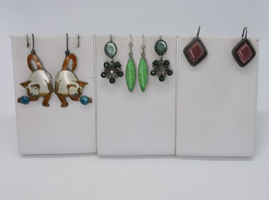 (4) COLORFUL 925 PIERCED EARRINGS