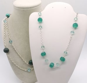 (2) GORGEOUS STERLING BEADED NECKLACES