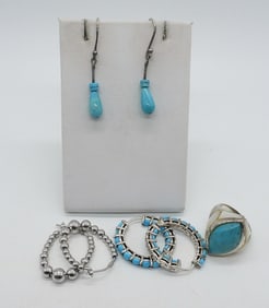 STERLING TURQUOISE EARRINGS & RING