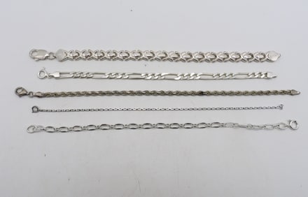 (5) STERLING CHAIN BRACELETS